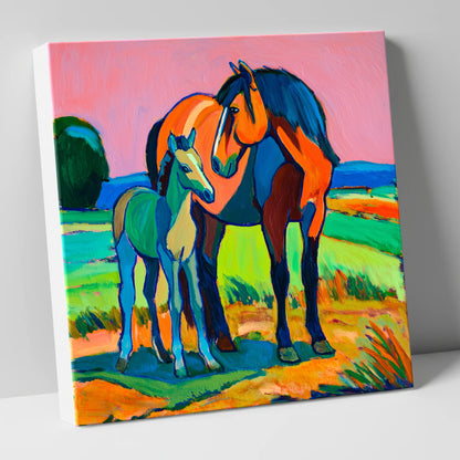 Vivid Bonds mare & foal canvas wall art