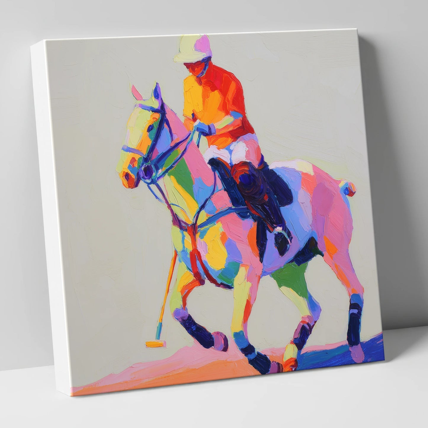 Vibrant Polo Pace polo horse canvas wall art
