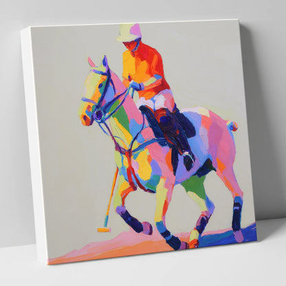 Vibrant Polo Pace polo horse canvas wall art