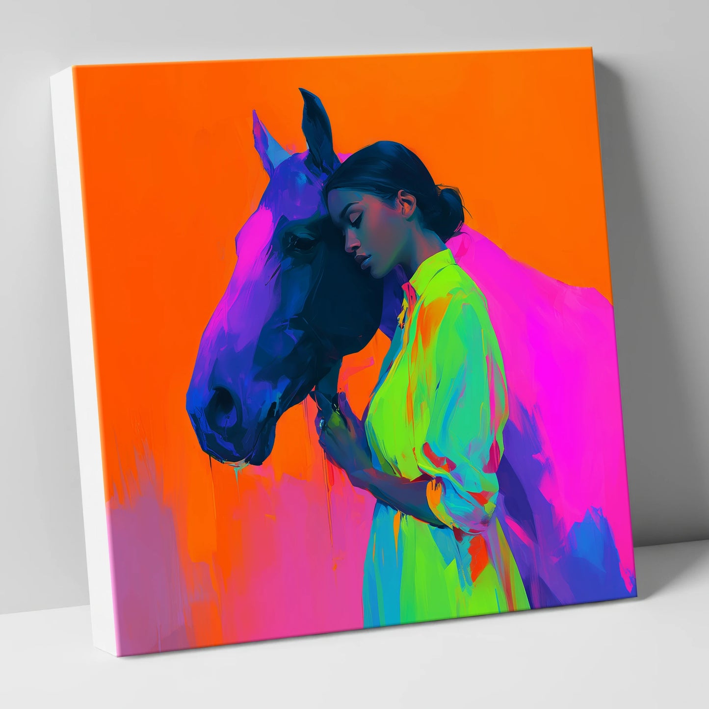 Technicolour Bond horse & rider canvas wall art