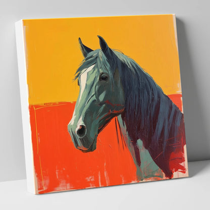 Fiery Grey Portrait horse breed canvas wall art
