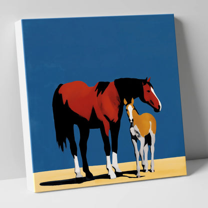 Bold Modern Devotion mare & foal canvas wall art
