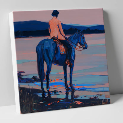 Indigo Coastal Hack beach horse canvas wall art
