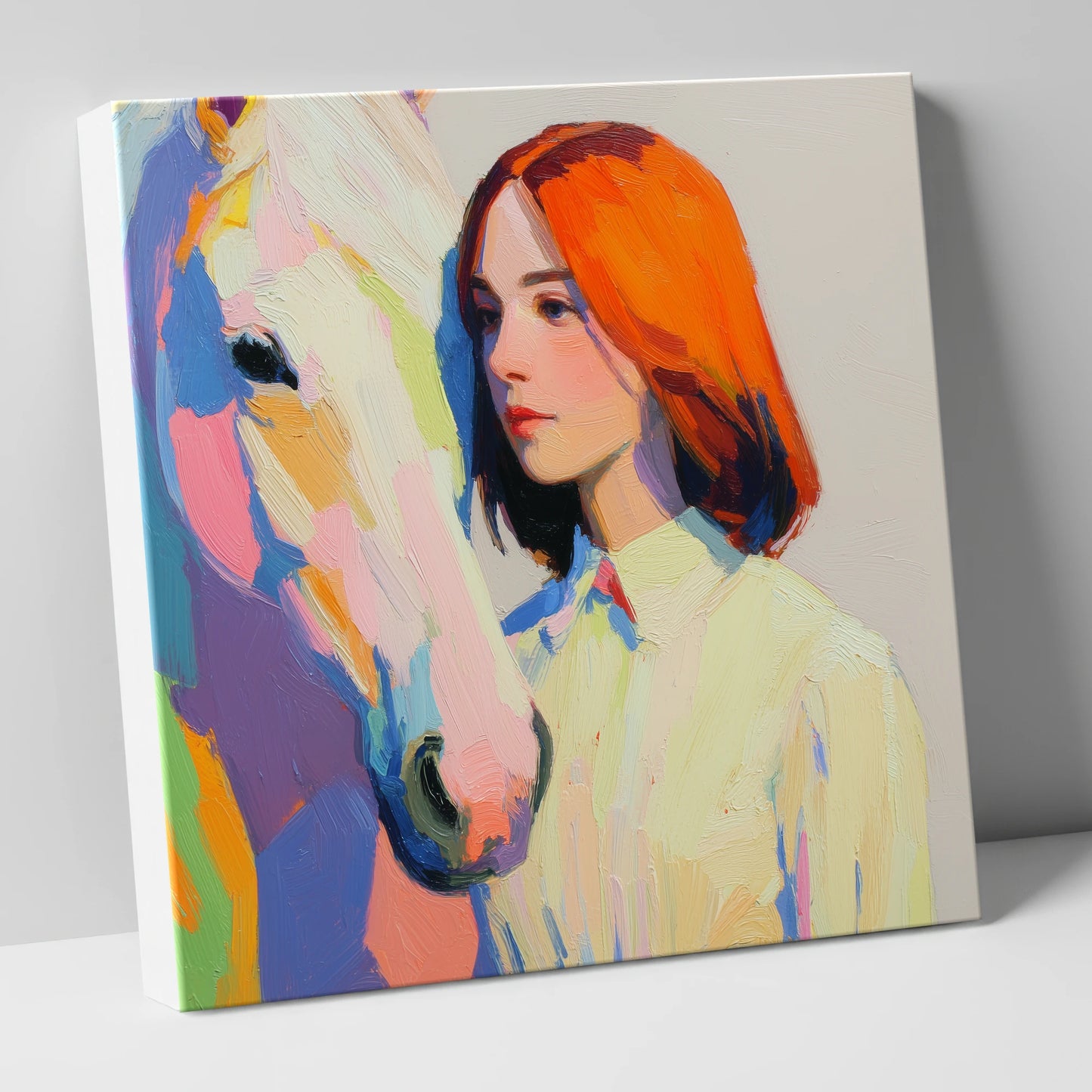 The Colour of Connection horse & rider canvas wall art
