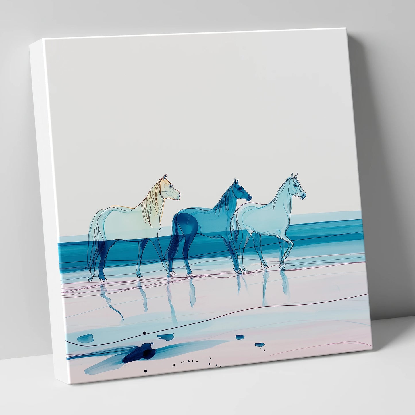 Azure Tide Walkers horse landscape canvas wall art