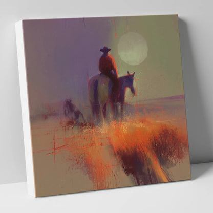 High Plains Sundown western horse canvas wall art