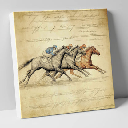 Vintage Thoroughbred Racing Study racing horse canvas wall art