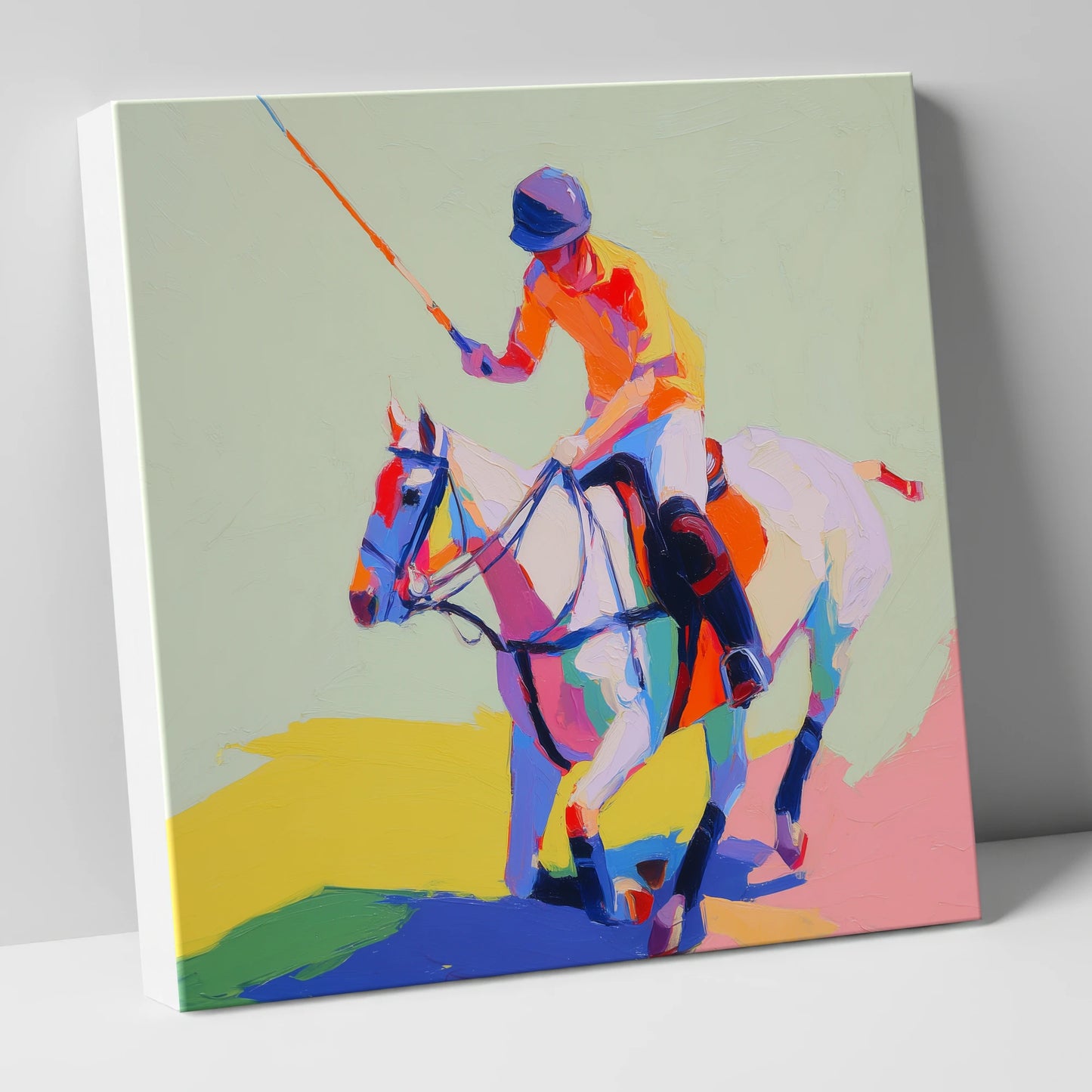 Vivid Midfield Strike polo horse canvas wall art