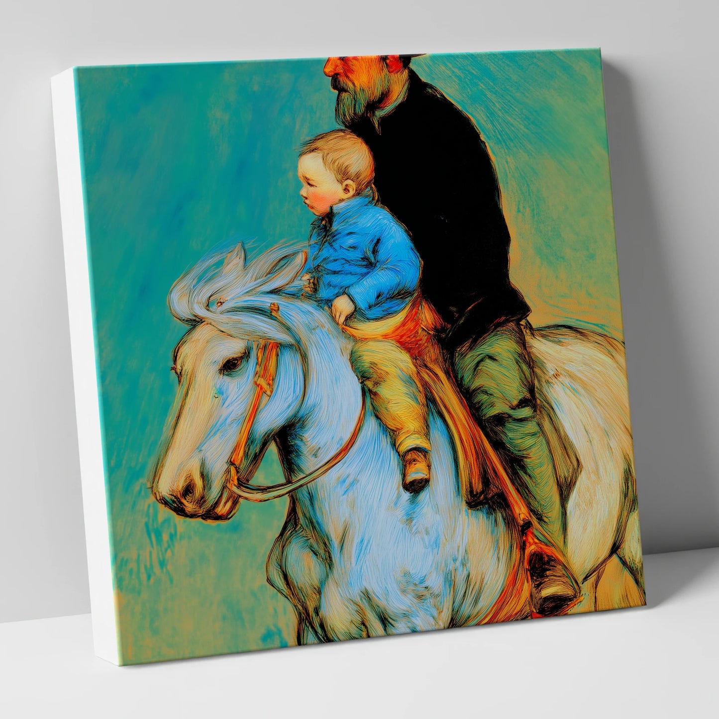 The Guiding Hand horse & rider canvas wall art