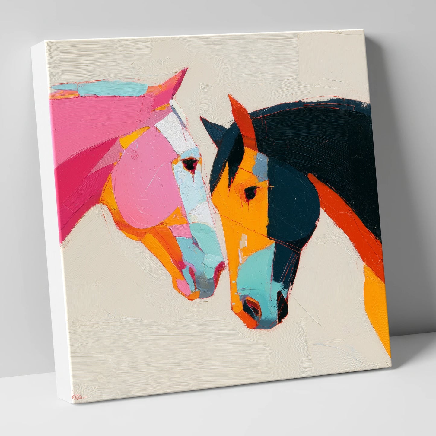 Vibrant Equine Bond horse portrait canvas wall art