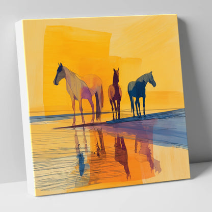 Amber Horizon Horses horse landscape canvas wall art