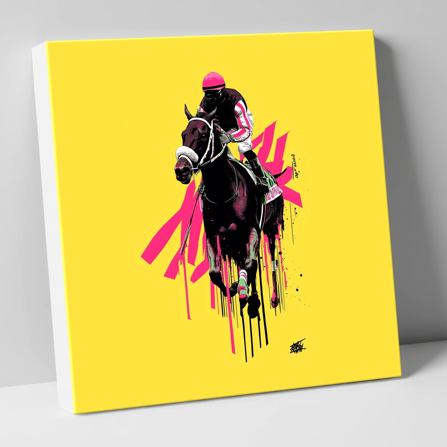 Neon Gallop racing horse canvas wall art