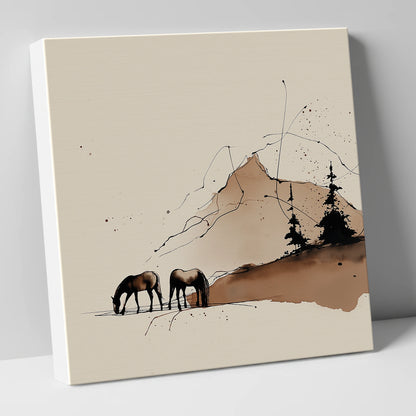Highland Grazing horse landscape canvas wall art
