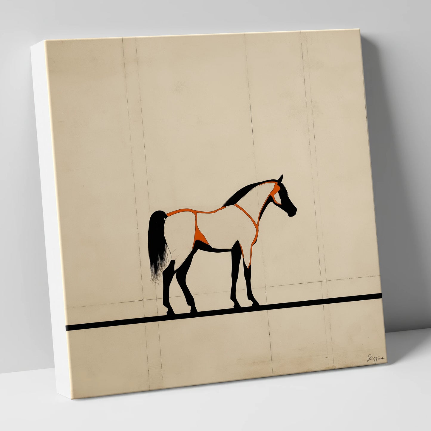 Minimalist Ink Profile horse breed canvas wall art