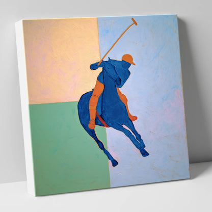 Cobalt Polo Swing polo horse canvas wall art