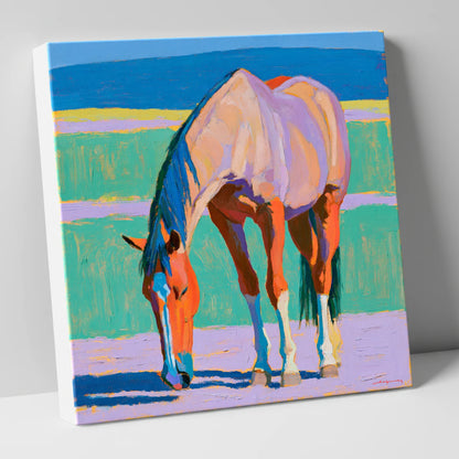 Colourful Grazing Horse horse breed canvas wall art