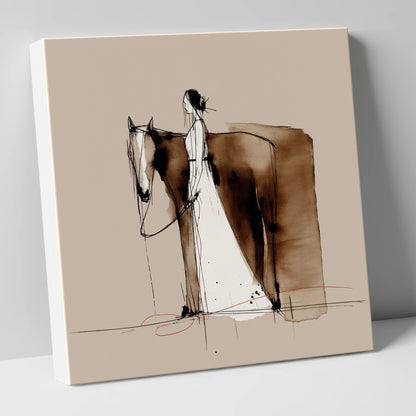 Silent Partnership horse & rider canvas wall art