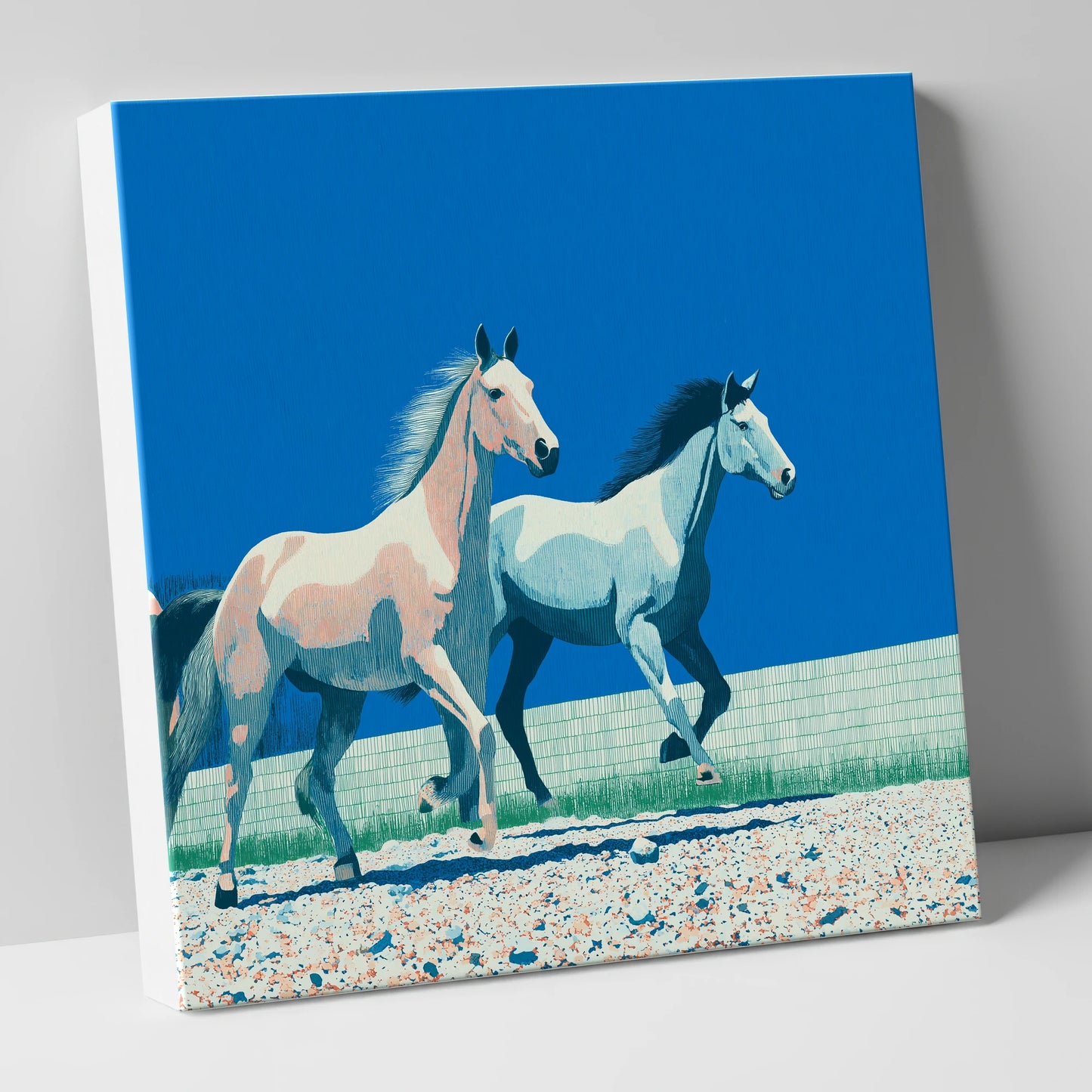 Azure Horizon Strides wild horses canvas wall art
