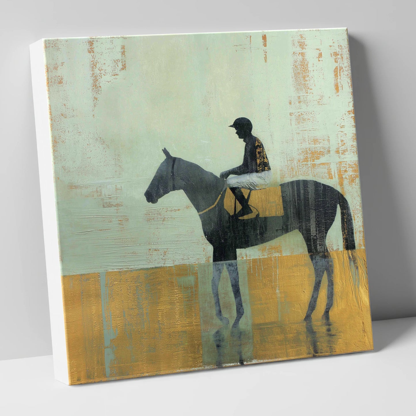 Golden Turf Reflections racing horse canvas wall art