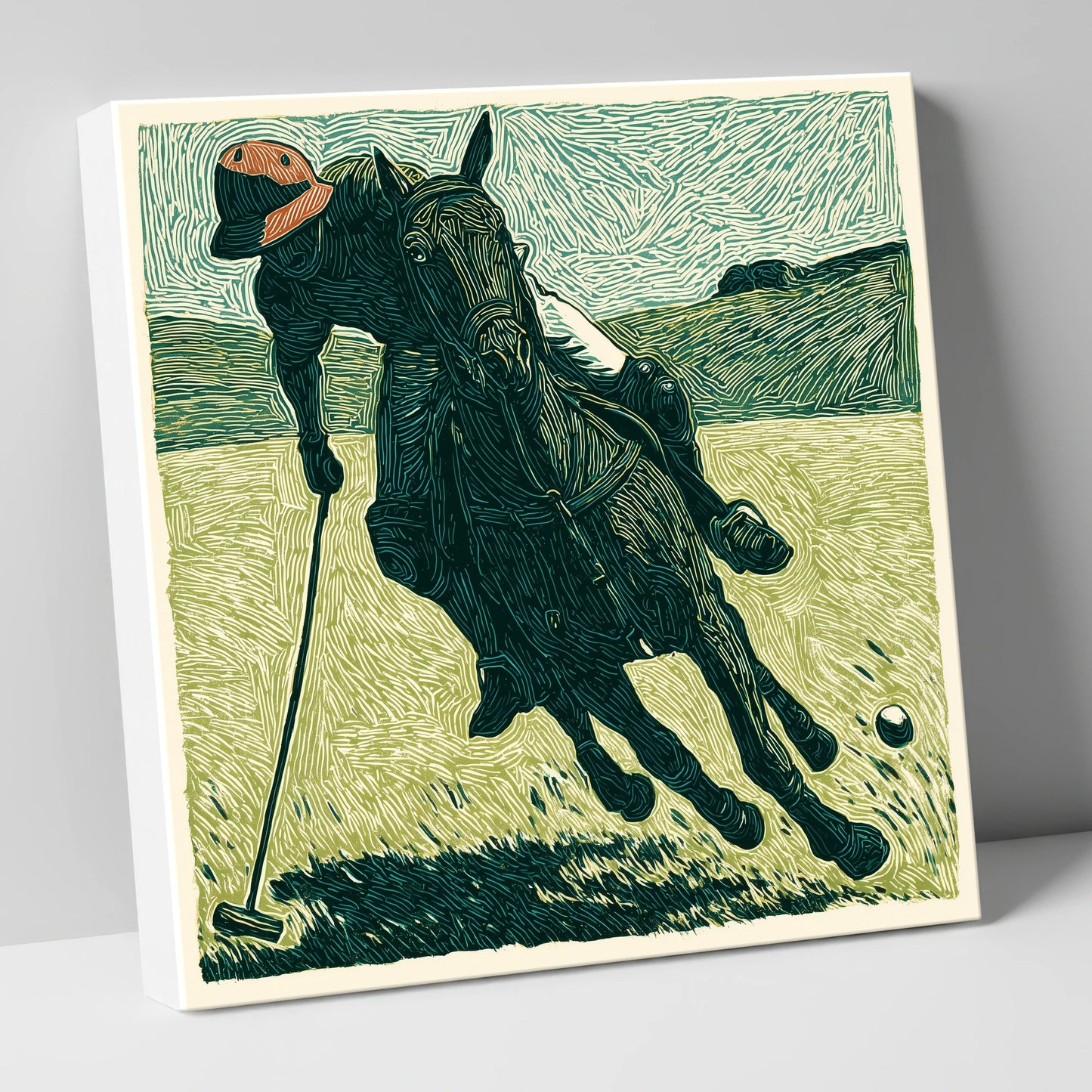 Dynamic Polo Strike polo horse canvas wall art