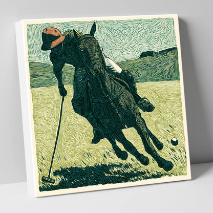 Dynamic Polo Strike polo horse canvas wall art