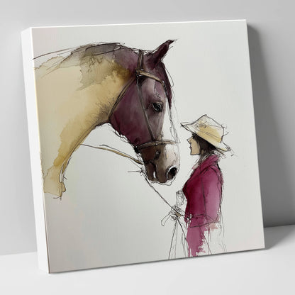 The Silent Dialogue horse & rider canvas wall art