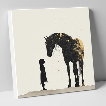Whispers in Gold horse & rider canvas wall art