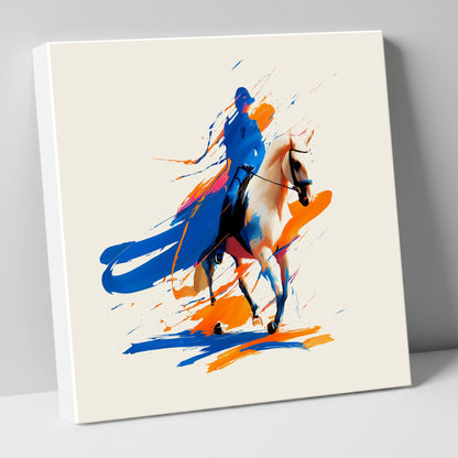 Cobalt Canter dressage horse canvas wall art