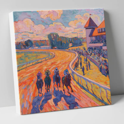 Colours of the Home Straight racing horse canvas wall art