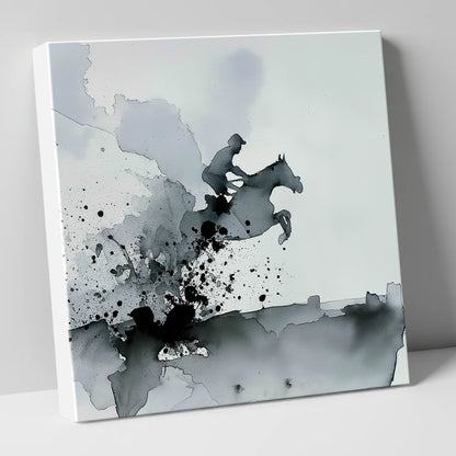 Monochrome Momentum show jumping horse canvas wall art