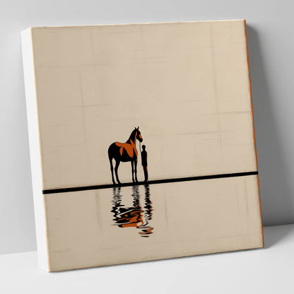 Reflected Bond horse & rider canvas wall art