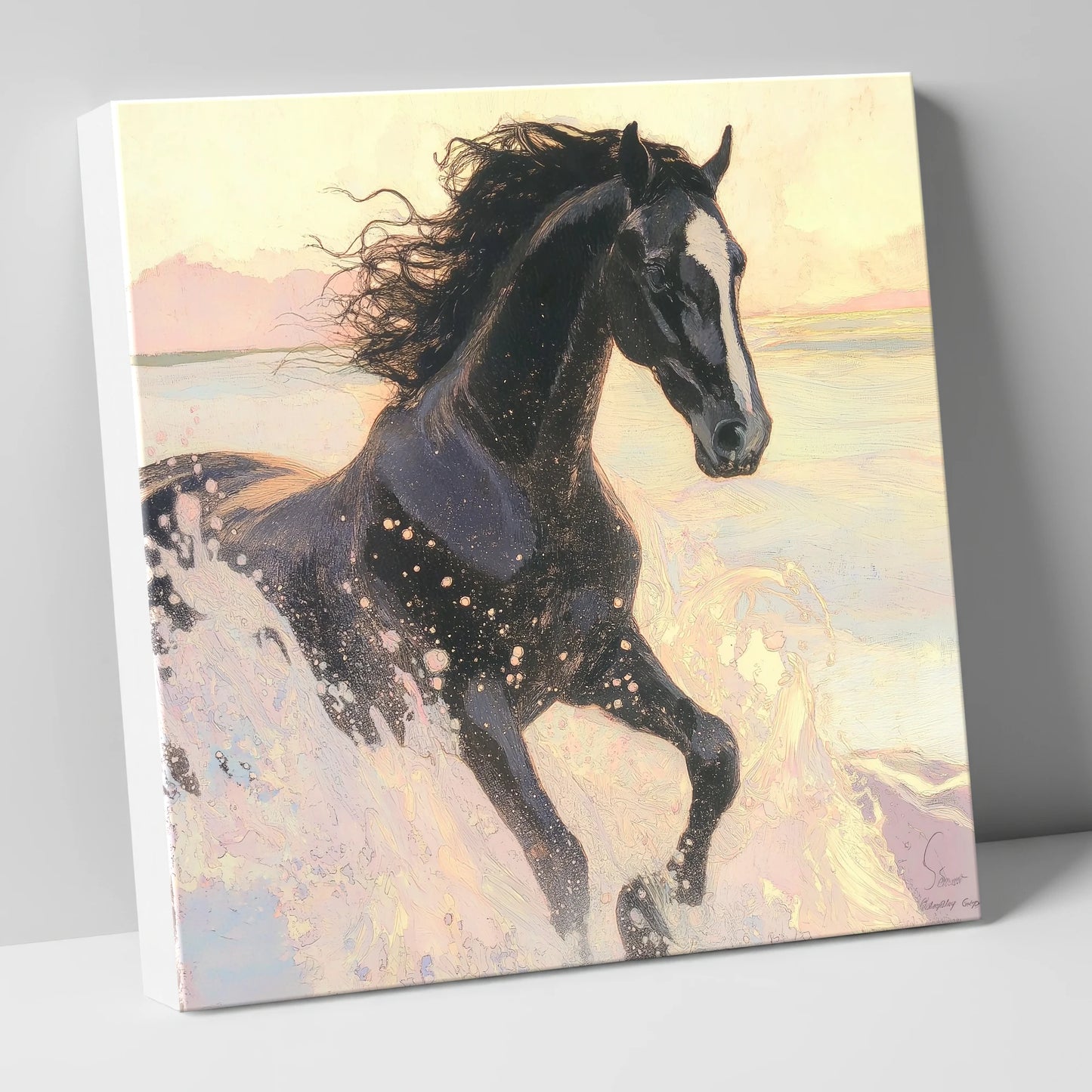 Ethereal Tide wild horses canvas wall art
