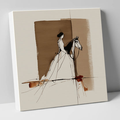 Bound in Sepia horse & rider canvas wall art