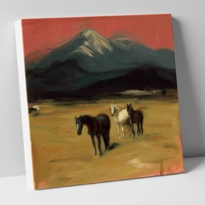 Crimson Sky Pastures horse landscape canvas wall art