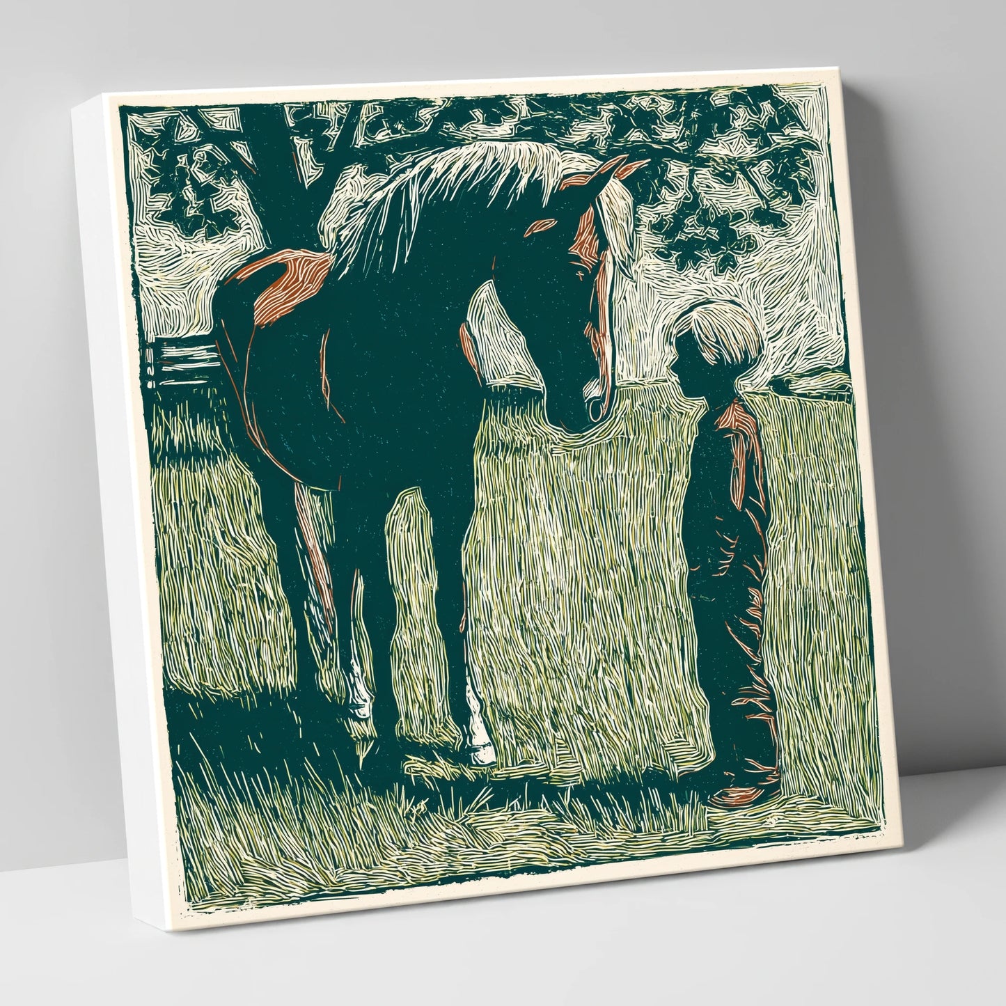 Kindred Spirits horse & rider canvas wall art