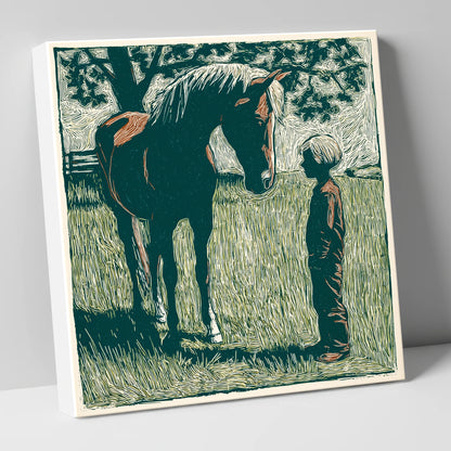 Kindred Spirits horse & rider canvas wall art