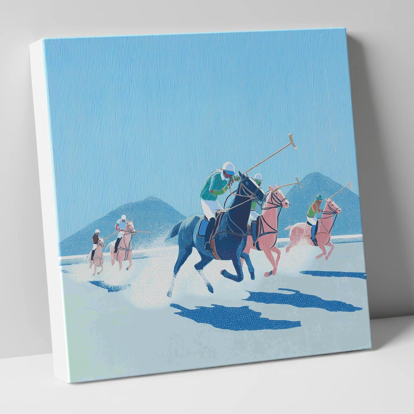 Azure Polo Pursuit polo horse canvas wall art