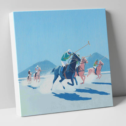 Azure Polo Pursuit polo horse canvas wall art