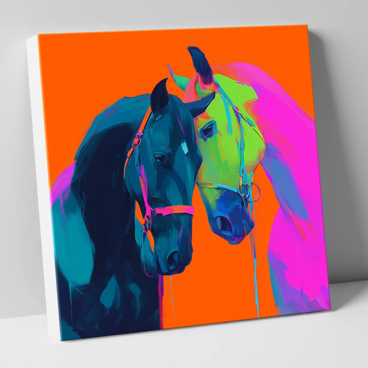 Electric Companions horse portrait canvas wall art