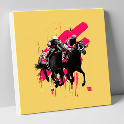 High Stakes Sprint racing horse canvas wall art