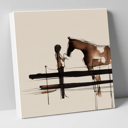 Connection at the Fence horse & rider canvas wall art