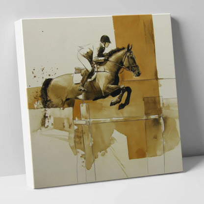 Airborne in Sepia show jumping horse canvas wall art