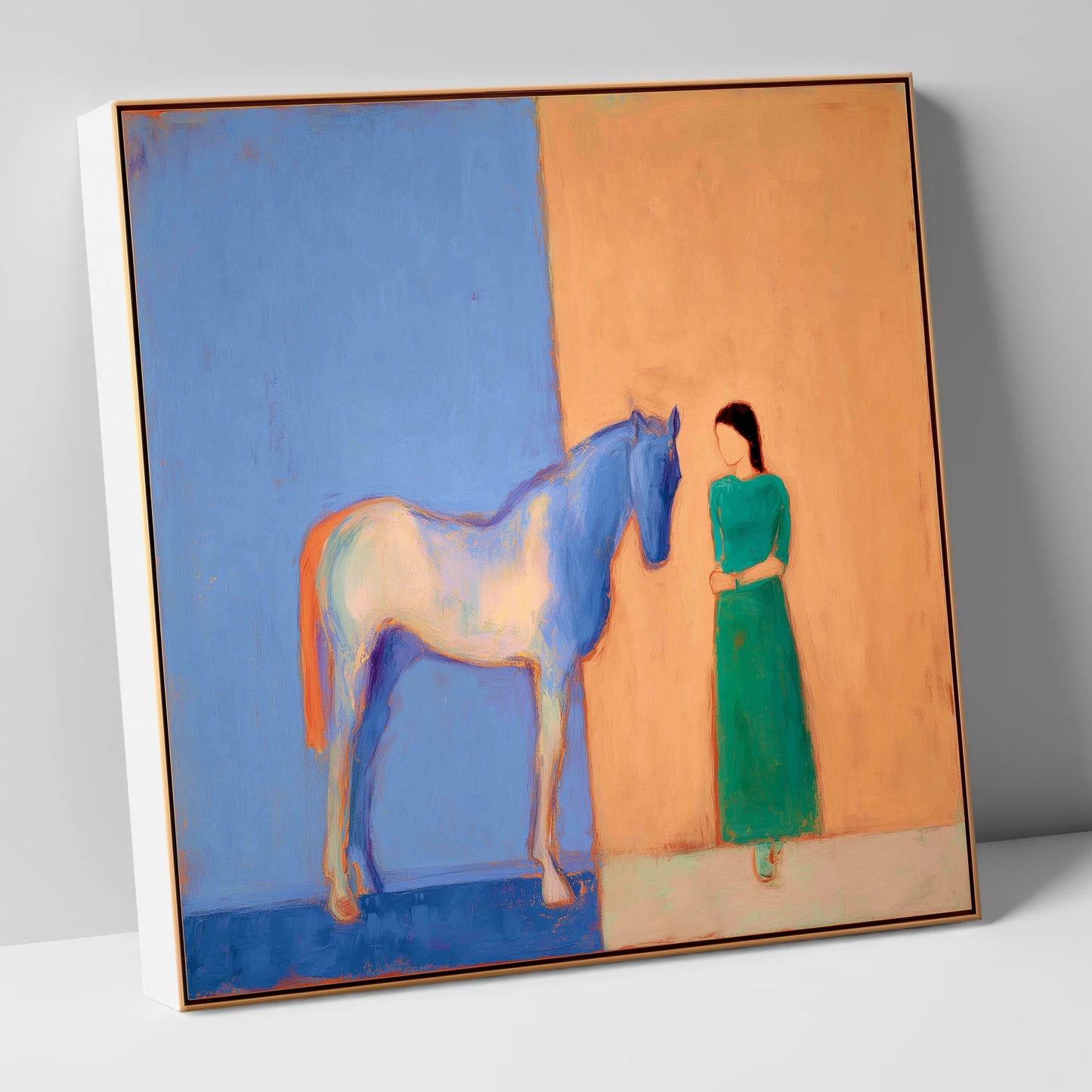 The Silent Dialogue horse & rider canvas wall art