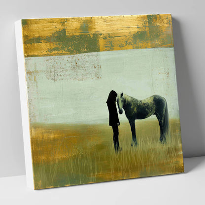 Silent Understanding horse & rider canvas wall art