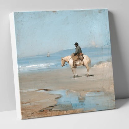 Coastal Hack at Low Tide horse landscape canvas wall art