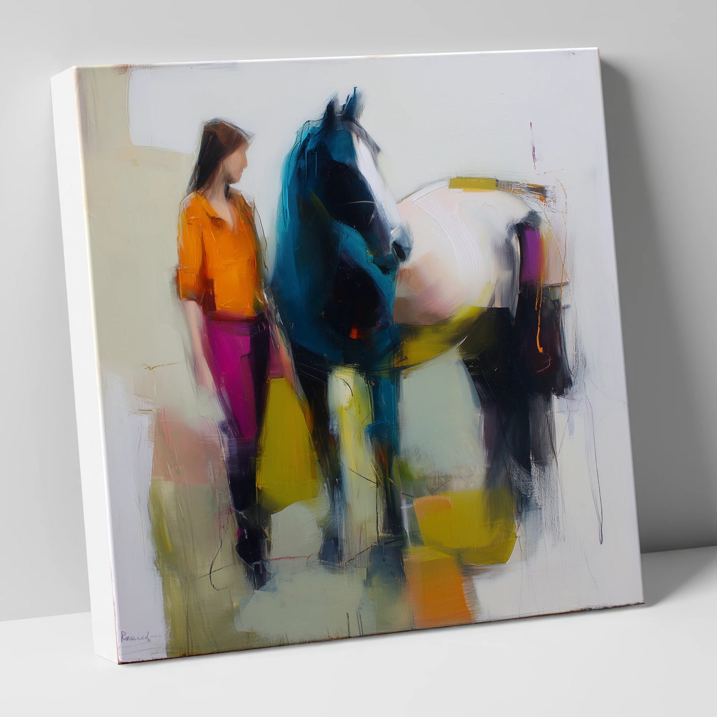 The Colour of Connection horse & rider canvas wall art