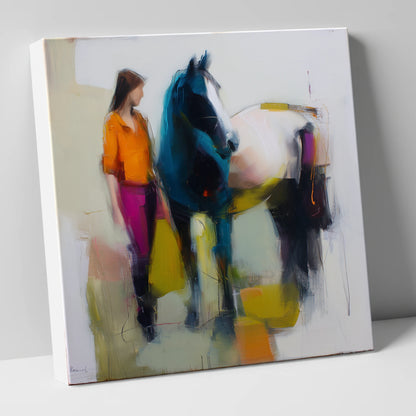 The Colour of Connection horse & rider canvas wall art