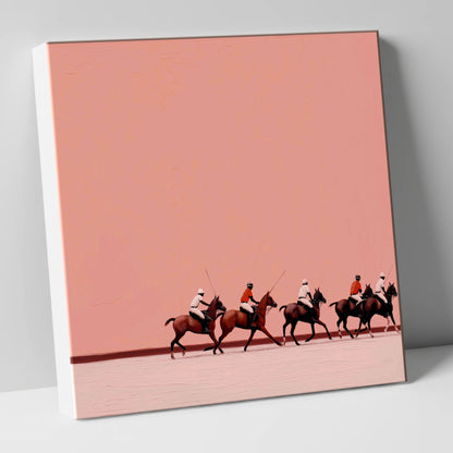 Dusty Rose Chukka polo horse canvas wall art