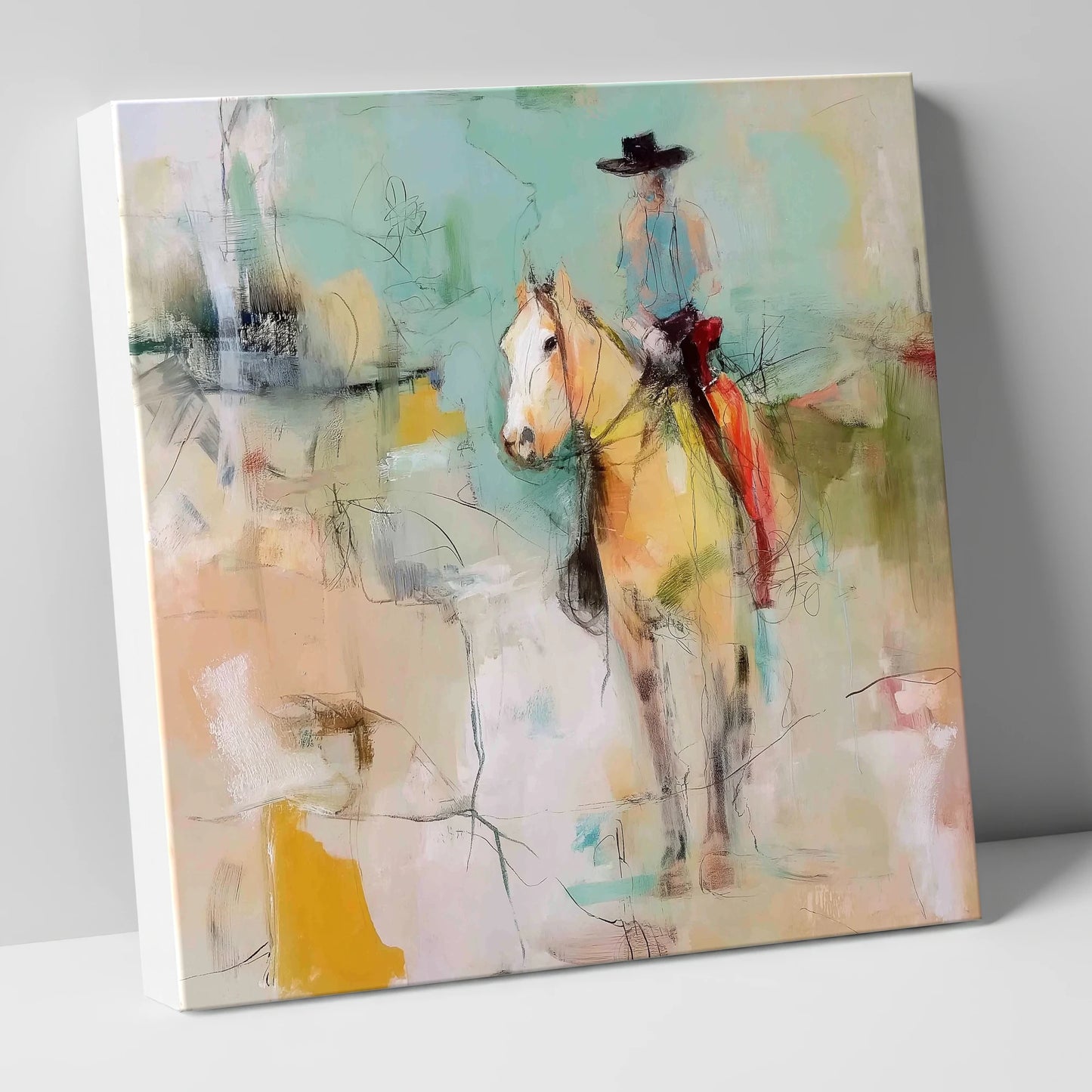 Painted Western Silhouette western horse canvas wall art