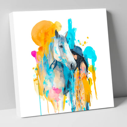 Vibrant Connection horse & rider canvas wall art